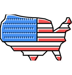 Usa Country Map Flag Color Icon