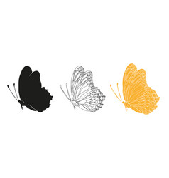 Butterfly Black Ink Line Art Silhouette