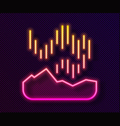 Glowing Neon Line Northern Lights Icon Isolated