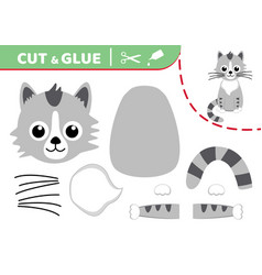 Grey Cat Cut And Glue Application Work Paper