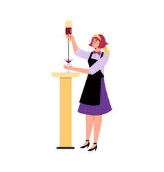 Woman Bartender Character Pouring Alcoholic Drink