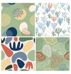 Abstract Pattern Set With Organic Shapes Leaves