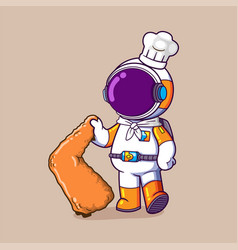 Chef Astronaut Is Holding A Chicken Wing And