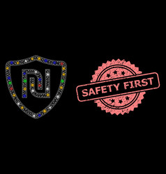 Grunge Safety First Seal And Net Shekel Shield