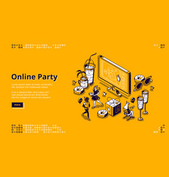 Online Party Isometric Landing Page Celebration