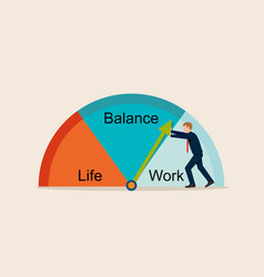 Businessman Pushing Clock Arrow With Work Life