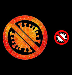 Polygonal Stop Coronavirus Icon With Orange