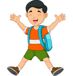 Little sad boy with backpack Royalty Free Vector Image