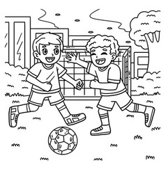 Kids Playing Soccer Coloring Page