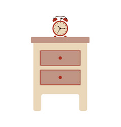 Nightstand With Clock In Flat Style