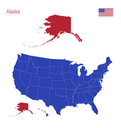 State Alaska Is Highlighted In Red Map