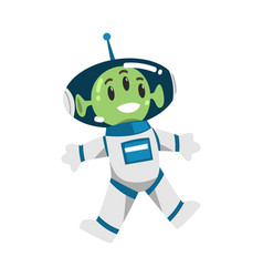 Cute Alien With Huge Eyes And Antenna In Spacesuit