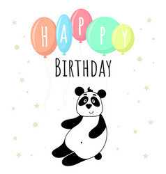 Happy Birthday Baby Card With Panda And Balloons