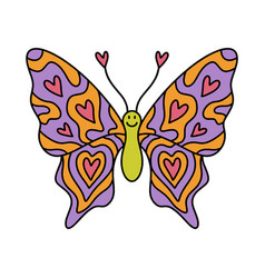 Retro Groovy Bright Color Hippie Summer Butterfly