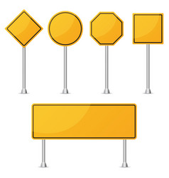 Set Of Yellow Blank Road Sign