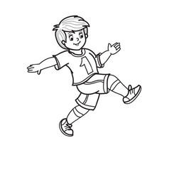 Sketch Boy Jumping And Waving His Arms Coloring