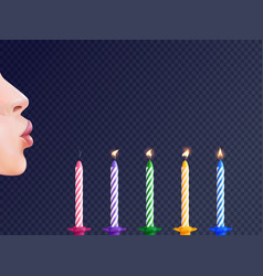 Woman Blow Candles Realistic Female Lips Blowing