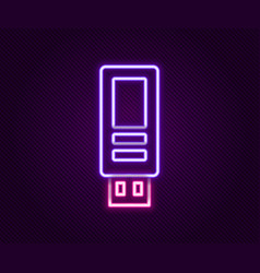 Glowing Neon Line Usb Flash Drive Icon Isolated