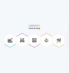 Home And Living 25 Line Icon Pack Including