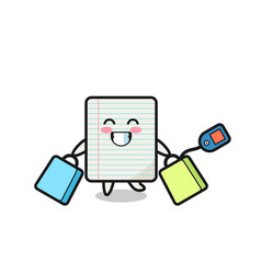 Paper Mascot Cartoon Holding A Shopping Bag