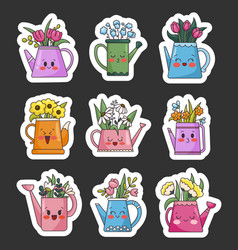 Spring Flowers In The Funny Watering Can Sticker