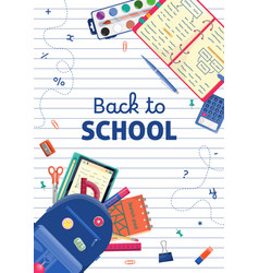 Back To School Poster Template Blue Backpack