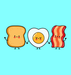 Cute Funny Happy Toast Bacon And Fried Eggs