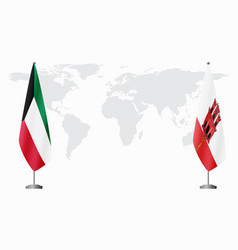 Kuwait And Gibraltar Flags For Official Meeting