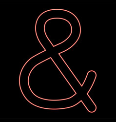 Neon Ampersand Red Color Flat Style Image