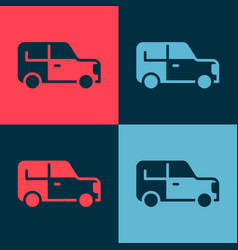 Pop Art Car Icon Isolated On Color Background