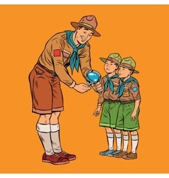 Scoutmaster Shows Little Insect To Young Scouts