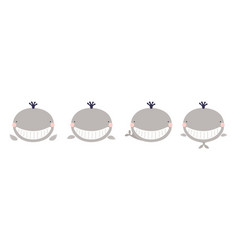 Cute Funny Whale Faces Set