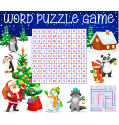 Christmas Tree Cartoon Animals Word Search Puzzle