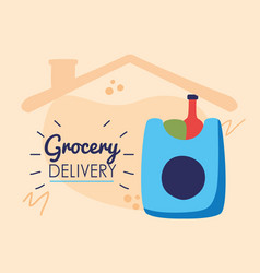 Grocery Delivery Lettering With Shopping Bag