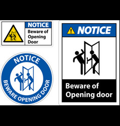 Notice Beware Opening Door Sign On White