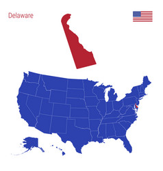 State Delaware Is Highlighted In Red Map