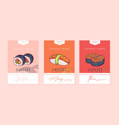 Sushi Abstract Packaging Labels Design Set