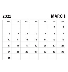 Calendar 2025 Template - March 2025