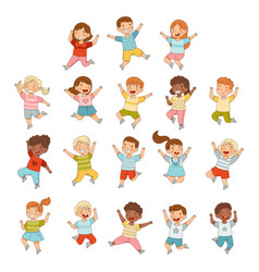 Elated Children Jumping With Joy Expressing