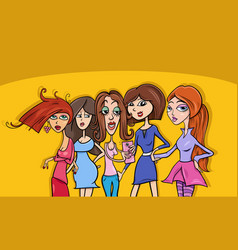 Cartoon Girls Or Women Comic Characters Group