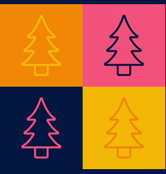 Pop Art Line Tree Icon Isolated On Color