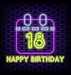 18th Happy Birthday 18 Year Old Neon Quote