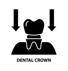 Dental Crown Icon Black Sign With Editable