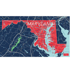 Maryland State Detailed Editable Map