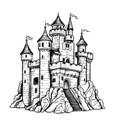 Old Castle Sketch Hand Drawn