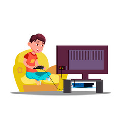 Little Boy Playing Video Games On The Couch