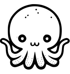 Octopus Cartoon - Black And White