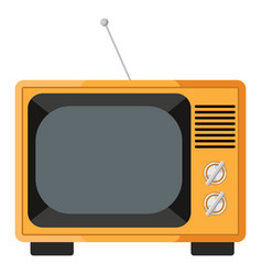 Yellow Retro Tv On A White Background