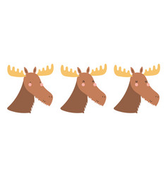 Cute Funny Moose Faces Set