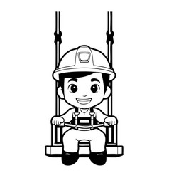 Cute Little Boy In Construction Helmet And